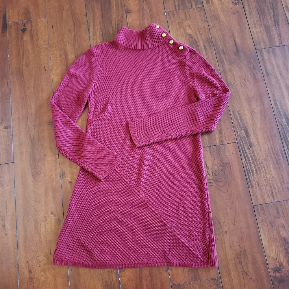 Tory Burch Brodie Tunic Dress Sweater Viscose Turtleneck Knit Size Medium - Picture 9 of 13